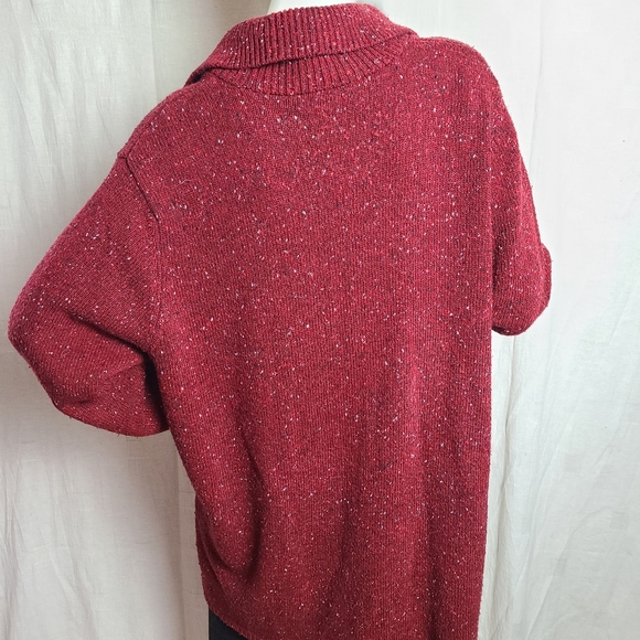 Penningtons Women's Plus Size Red Speckles Cableknit Long Sleeves Sweater - Picture 5 of 15